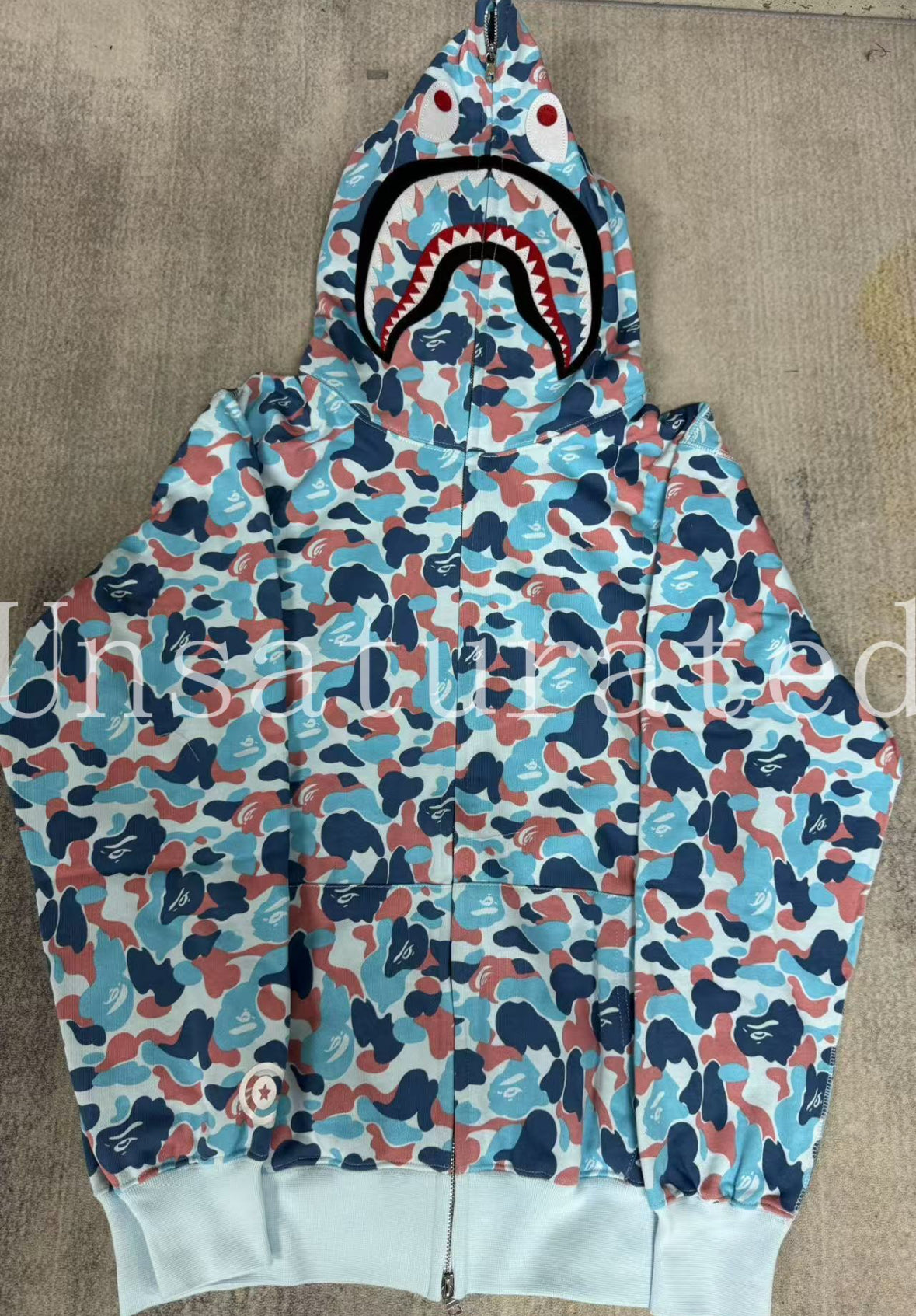 BAPE Art Camo Shark Full-Zip Hoodie - Blue/Pink