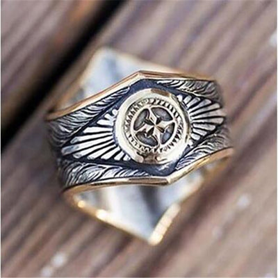 Men's Glyph Vintage Rings Fashion Pattern Personality Two Tone Rings